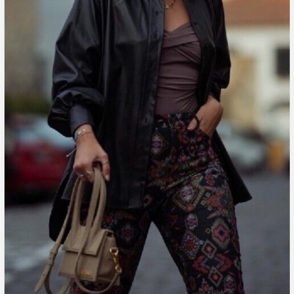 Zara Aztec Geometric Print Cropped Pant, Size Lar… - image 3